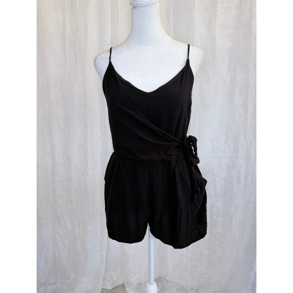 one clothing Pants - One Clothing Los Angeles Black Wrap Front Romper Side Tie Sleeveless Medium